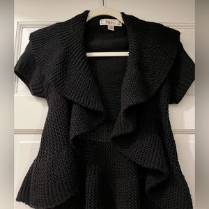vintage black size S open front cascading cardigan, used in excellent condition